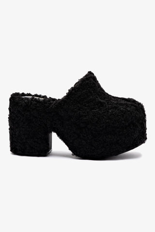 Mule Clog Plataforma Miso Lã Preto