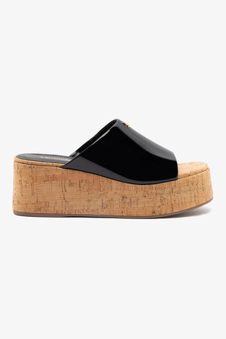 Mule Charli Couro Verniz Preto