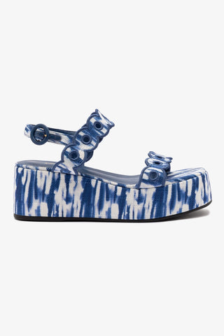 Flatform Florence Ráfia Tie Dye Azul