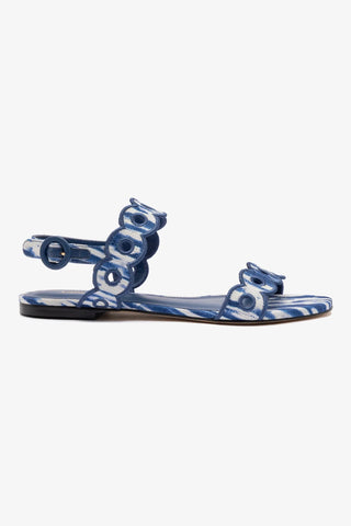 Sandália Flat Florence Ráfia Tie Dye Azul