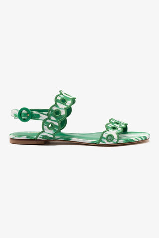 Sandália Flat Florence Ráfia Tie Dye Verde