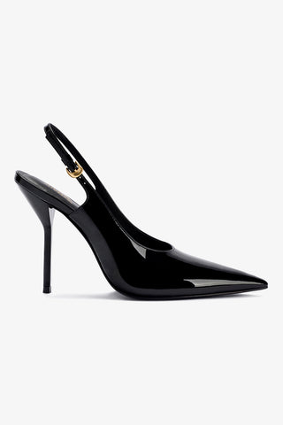 Larroudé x Altuzarra: Slingback Couro Verniz Preto