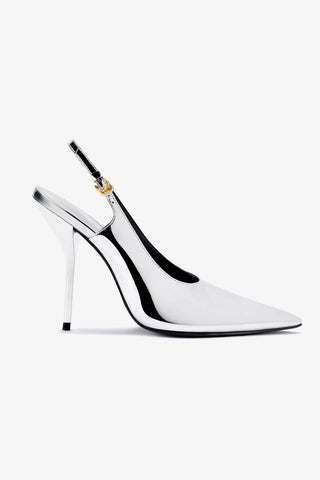 Larroudé x Altuzarra: Slingback Couro Prateado