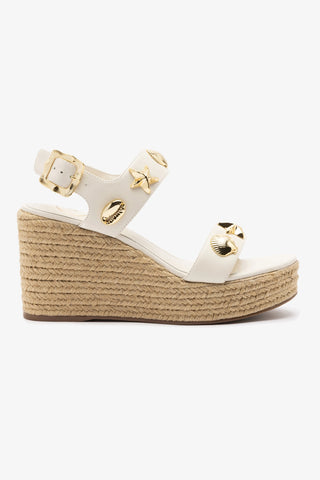 Sandália Anabela Espadrille Madison Hi Couro Off White