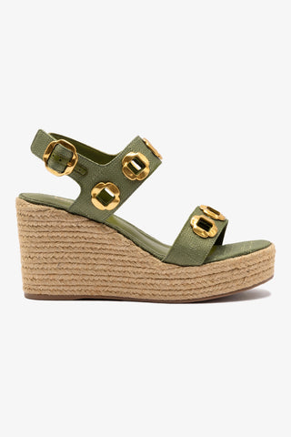Sandália Anabela Espadrille Milan Ráfia Verde