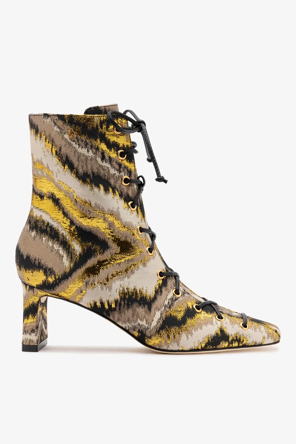 Larroudé x Markarian: Bota Alexis Brocado Estampado Dourado