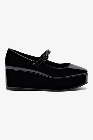 Flatform Blair Couro Verniz Preto