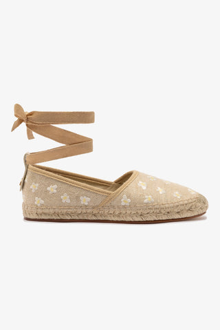Flat Espadrille Letizia Linho Bege e Bordado Floral