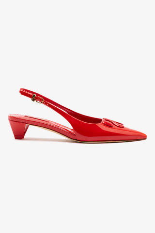 Slingback Kaitlan LL Low Couro Verniz Vermelho