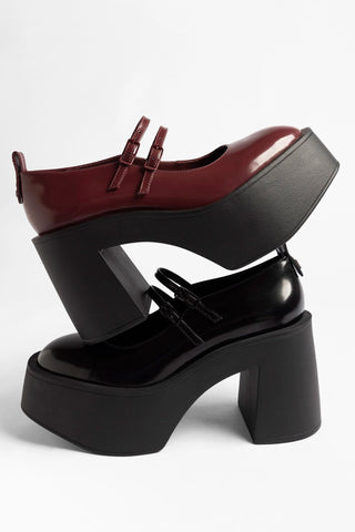Scarpin Plataforma Olivia Couro Preto Pump Larroudé
