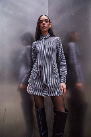 Vestido Bustiê Annie Algodão Listrado Preto e Branco Womens - Shoes - Clothings Larroudé x Jonathan Cohen