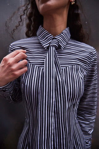 Vestido Bustiê Annie Algodão Listrado Preto e Branco Womens - Shoes - Clothings Larroudé x Jonathan Cohen