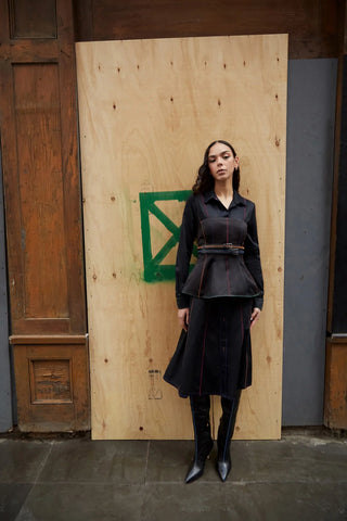 Vestido Chemise Elena Algodão Preto Womens - Shoes - Clothings Larroudé x Jonathan Cohen