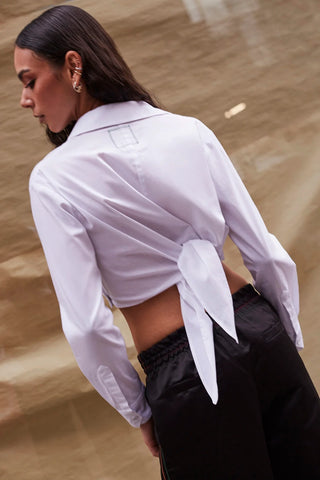 Blusa Amarração Rose Algodão Branco Womens - Shoes - Clothings Larroudé x Jonathan Cohen