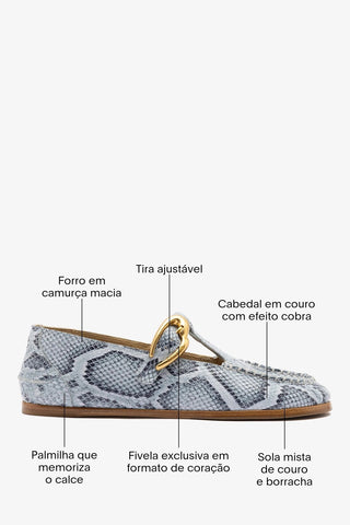 Mocassim Hydra Couro Cobra Azul Loafer Larroudé