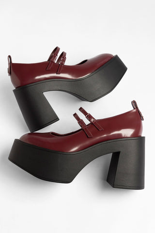 Scarpin Plataforma Olivia Couro Bordô Pump Larroudé