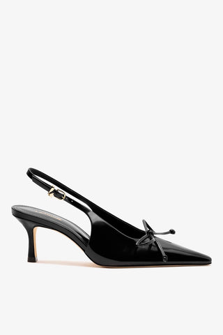 Slingback Bardot Couro Preto Pump Larroudé