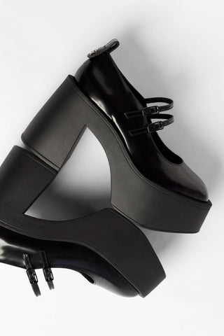 Scarpin Plataforma Olivia Couro Preto Pump Larroudé
