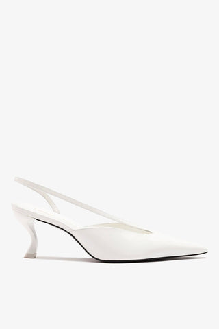 Larroudé by Nicolò B.: Slingback Lucia Couro Verniz Branco Larroudé x Nicolò Beretta