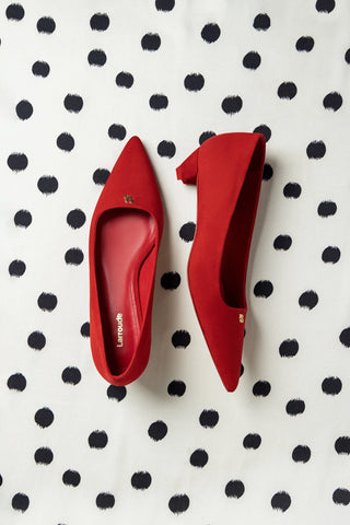 Scarpin Ruth Camurça Vermelho