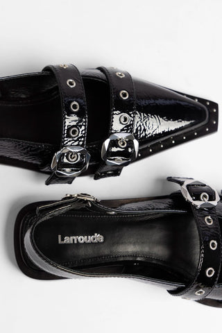 Flat Patti Couro Verniz Preto Flat Larroudé