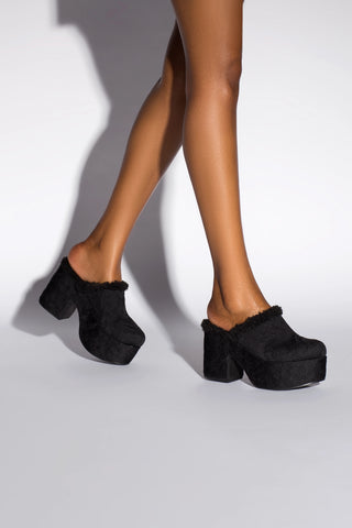 Miso Platform Clog In Black Knit