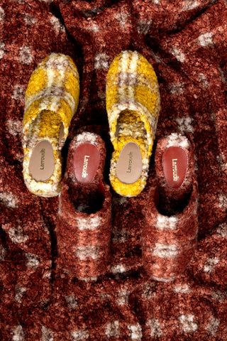 Miso Platform Clog In Berry Plaid Shearling