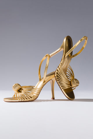 Valerie Slingback Sandal In Gold Metallic Leather