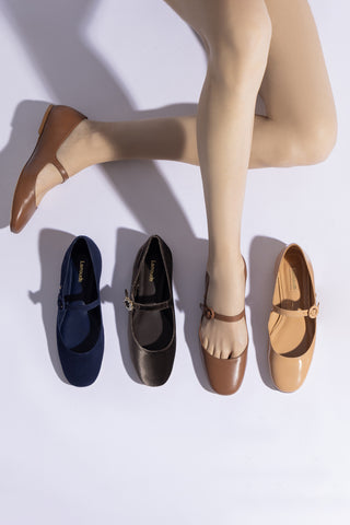 Blair Ballet Flat In Caramel Leather