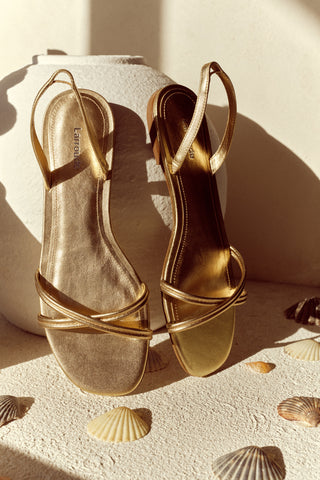 Sandália Flat Annie Couro Dourado