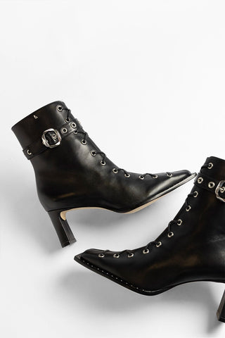 Bota Patti Couro Preto Boot Larroudé