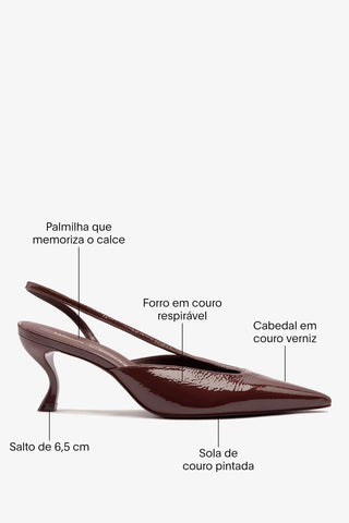 Larroudé by Nicolò B.: Slingback Lucia Couro Verniz Bordô Larroudé x Nicolò Beretta