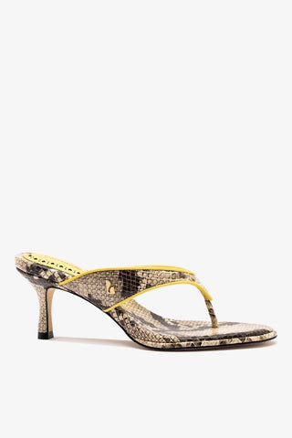Sandália Gaia Couro Cobra Bege Sandal Larroudé