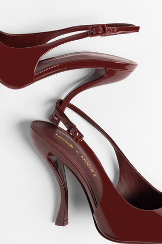 Larroudé by Nicolò B.: Slingback Grace Couro Verniz Bordô Larroudé x Nicolò Beretta