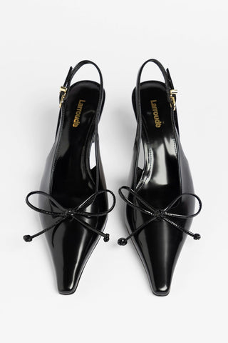 Slingback Bardot Couro Preto Pump Larroudé