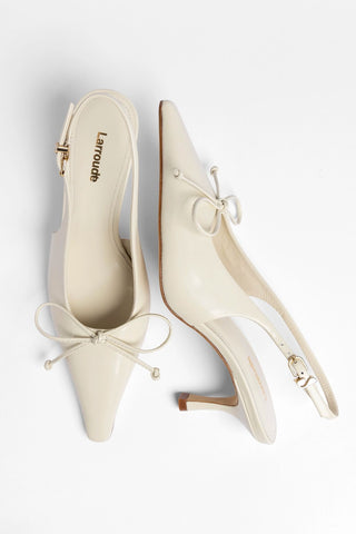 Slingback Bardot Couro Off White Pump Larroudé