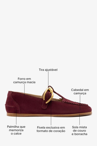 Mocassim Hydra Camurça Bordô Loafer Larroudé