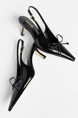 Slingback Bardot Couro Preto Pump Larroudé