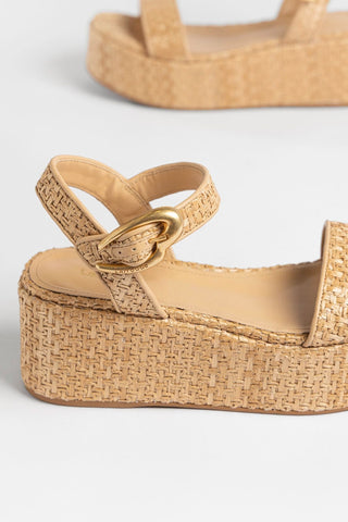 Sandália Flatform Verona Ráfia Bege Larroudé