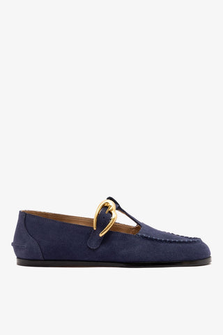 Mocassim Hydra Camurça Azul Loafer Larroudé