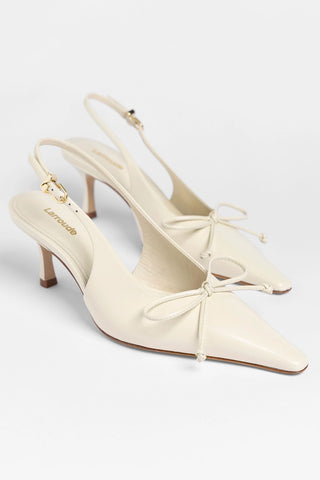 Slingback Bardot Couro Off White Pump Larroudé