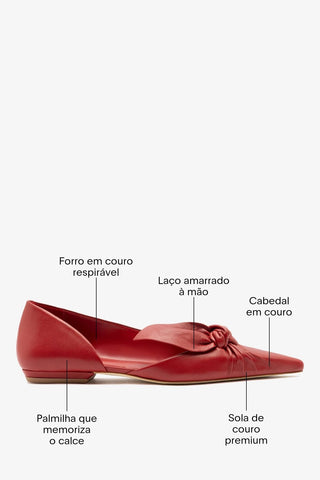 Larroudé by Bruno Frisoni: Sapatilha Gigi Couro Vermelho Escarlate Flat Larroudé x Bruno Frisoni