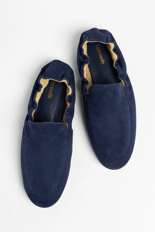Mocassim Penny Light Camurça Azul Loafer Larroudé