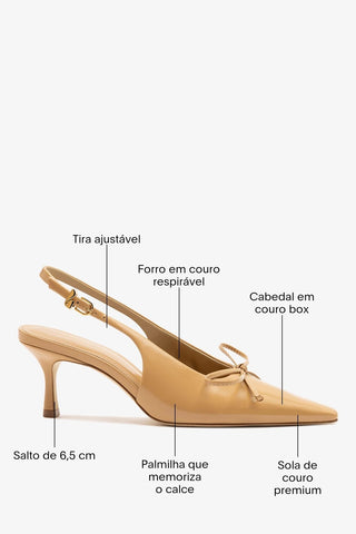 Slingback Bardot Couro Bege Pump Larroudé