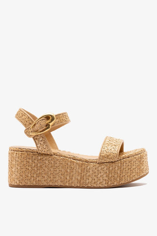 Sandália Flatform Verona Ráfia Bege Larroudé