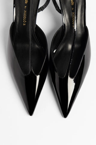 Larroudé by Nicolò B.: Slingback Lucia Couro Verniz Preto Larroudé x Nicolò Beretta