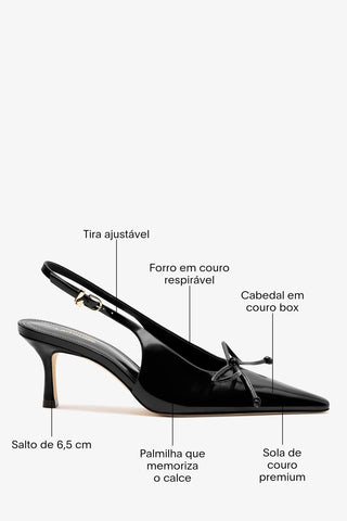 Slingback Bardot Couro Preto Pump Larroudé