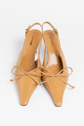 Slingback Bardot Couro Bege Pump Larroudé