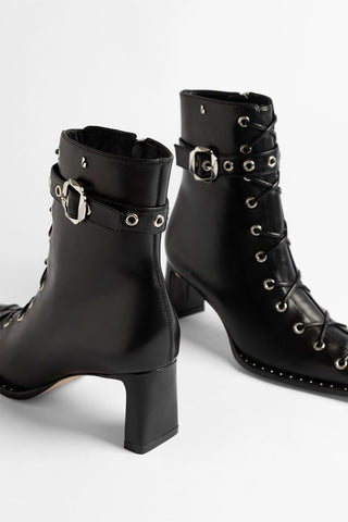 Bota Patti Couro Preto Boot Larroudé