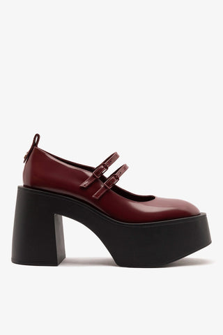 Scarpin Plataforma Olivia Couro Bordô Pump Larroudé